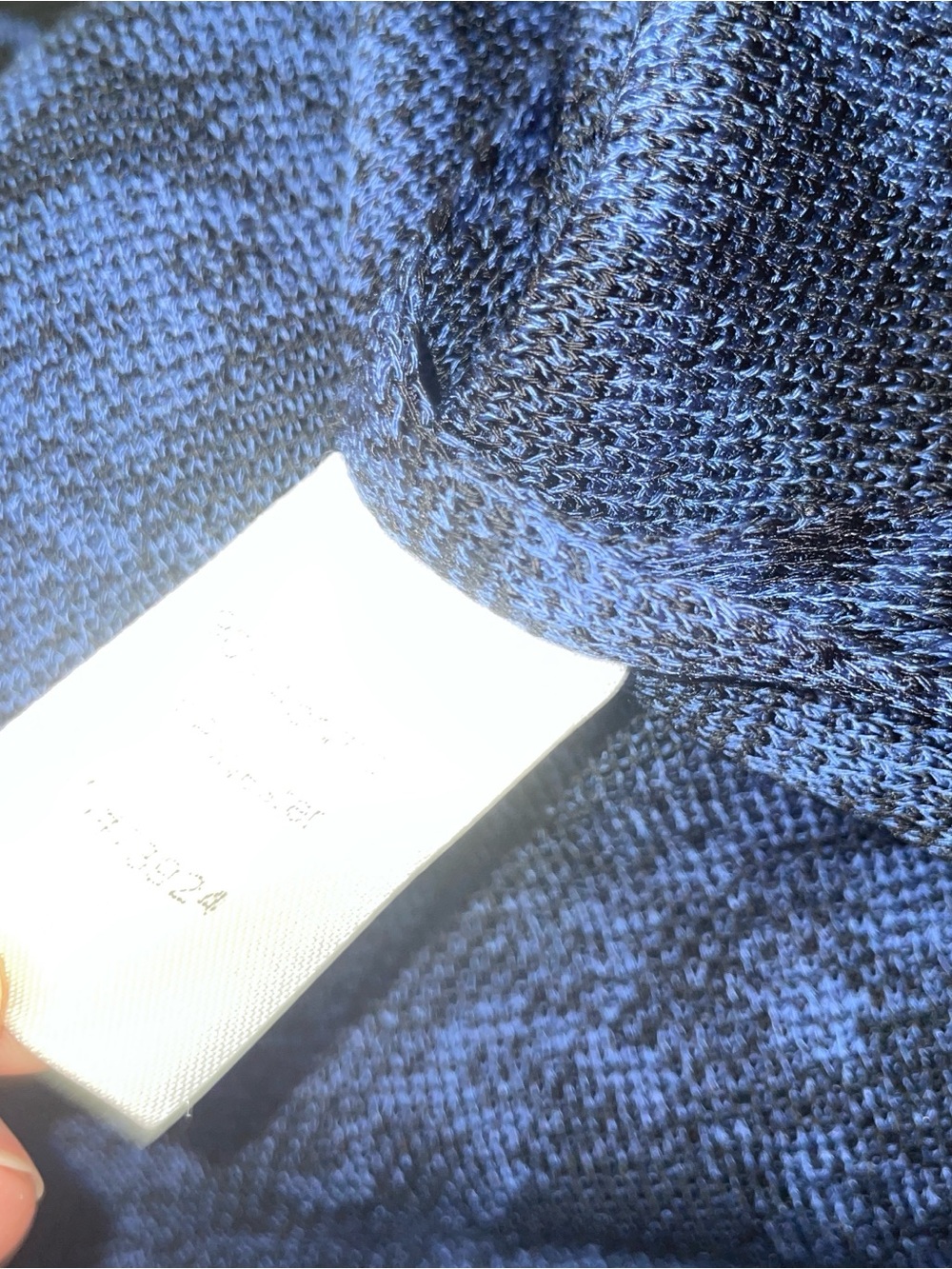 Ming Wang Blue and Black Floral Jacquard Sweater Tunic clasp front - Picture 5 of 8